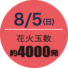 8/5（日） 花火玉数／約4000発