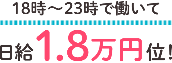 18時～23時で働いて日給1.8万円位！